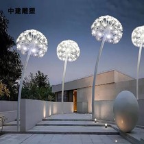 Customized stainless steel dandelion sculpture outdoor lawn sketch marketing center garden landscape dandelion sculpture