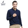 Áo thun Bắc Âu nam dài tay kinh doanh cotton thường xuyên áo sơ mi nam Nautica POLO áo polo đen