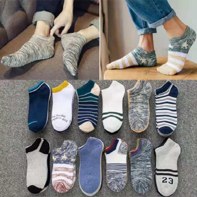 30 Pairs of Men's Disposable Short Boat Socks for All Seasons, Odor-Resistant, Sweat-Absorbent, Sports Black and White Pure Cotton Low-Cut Socks