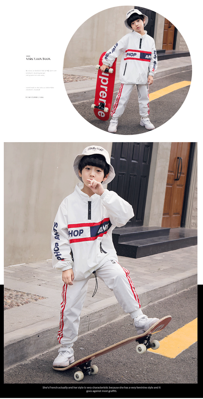 Bộ đồ khiêu vũ đường phố cho bé trai hip hop thủy triều mùa thu lỏng lẻo hãng quần áo trẻ em