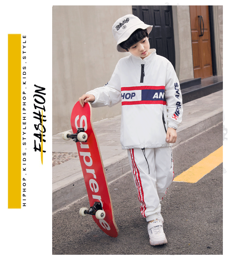 Bộ đồ khiêu vũ đường phố cho bé trai hip hop thủy triều mùa thu lỏng lẻo hãng quần áo trẻ em