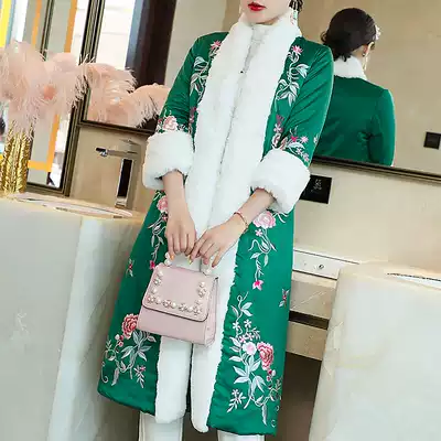 Tang women's winter clothes Chinese style cotton coat women's thickened National style cotton-padded jacket women's long version of national tide cotton clothes