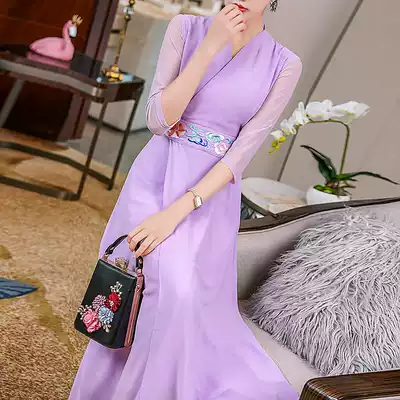 Hanfu female fairy air elegant ancient style dress Chinese style Han element retro women's improved tea clothing Zen literature