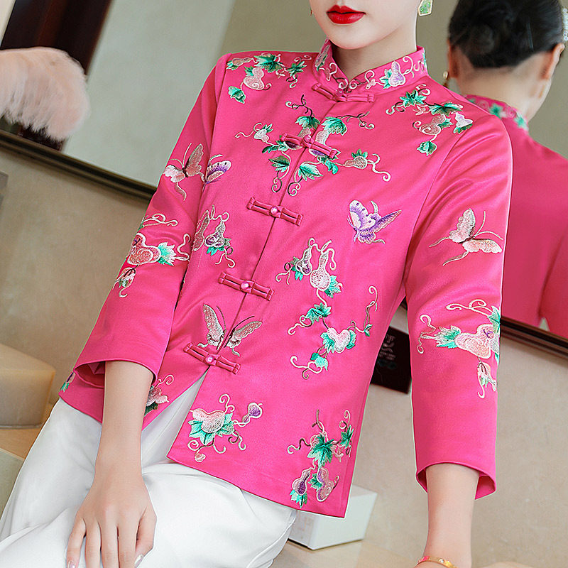 Tang suit women's autumn and winter cheongsam short coat retro buckle improved Chinese style embroidery Chinese style ethnic style women's top