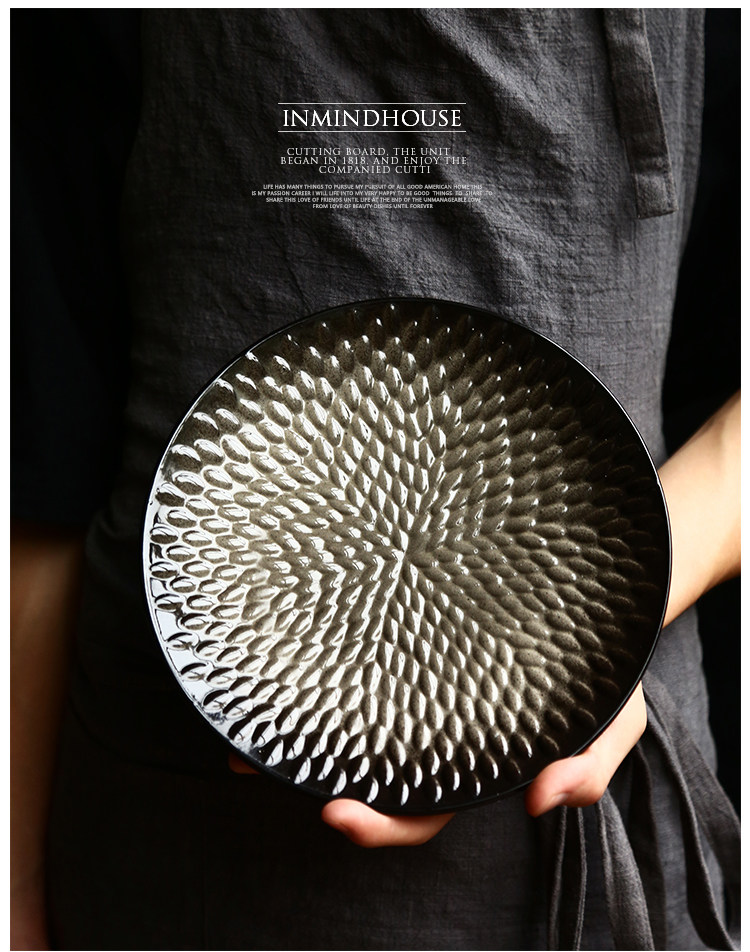 Retro restaurant, Japanese hotel, kitchen, home Black Mist series ceramic tableware set, plates, bowls and dishes pic 15