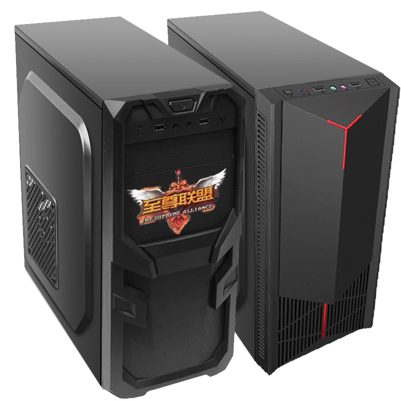 New computer main chassis ATX large chassis desktop box mounted large, medium and small motherboards with back wire carbon black hardware