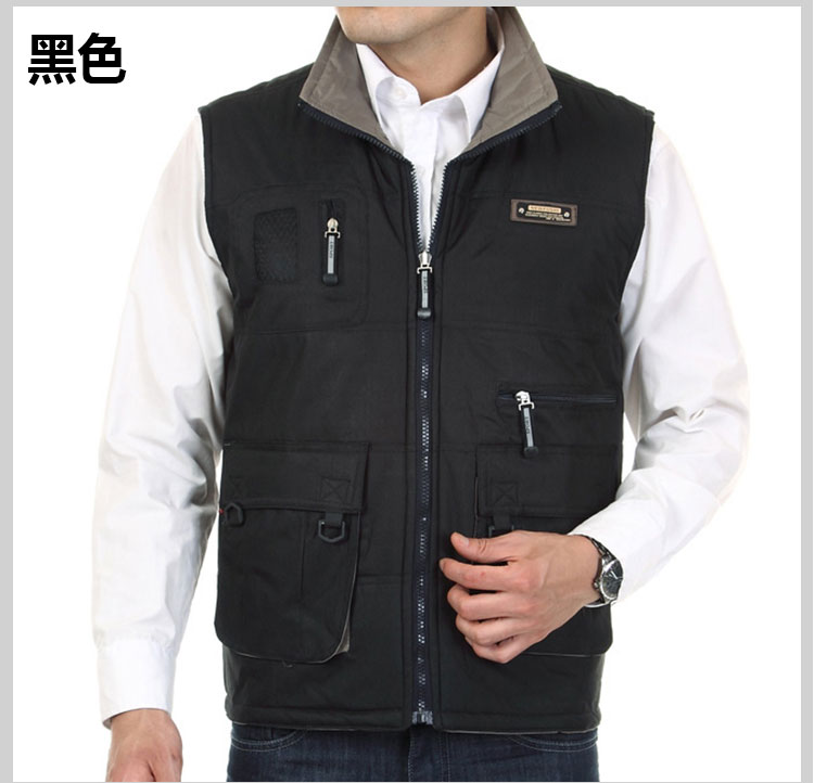 Mùa thu hai bên mặc cotton mỏng trung niên nam vest vest vai túi móc áo vest cá chụp ảnh du lịch áo khoác mùa hè nam