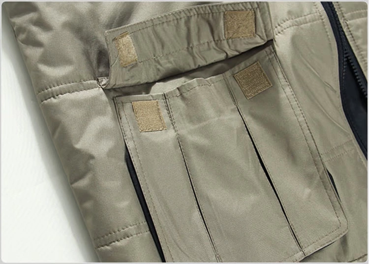 Mùa thu hai bên mặc cotton mỏng trung niên nam vest vest vai túi móc áo vest cá chụp ảnh du lịch áo ấm nam mùa đông