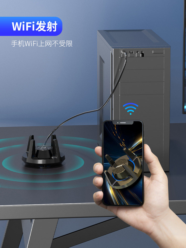 Comfast Wireless Network Card Bluetooth Wifi6 2-in-1 Driver-Free Desktop Computer Wifi Receiver Bluetooth 5.3 Dual-Band Desktop Laptop External Receiver Transmitter Cf-947Ax