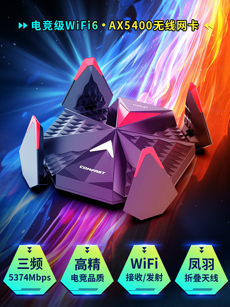 [5374M Tri-Band]Comfast Gaming Wifi6 Wireless Network Card Desktop Gigabit 5g Dual-Band Network Signal Receiver Laptop External USB Wireless Network Card Cf-977Ax