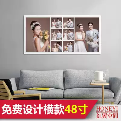 Photo development Photo Jiugong grid puzzle design Crystal photo frame hanging wall 48 inch porcelain rinse enlarged production