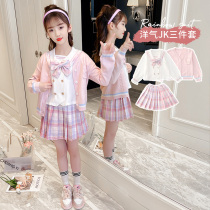 Girls jk uniform childrens Autumn Sweater pleated skirt three-piece genuine Primary School students Japanese college style set