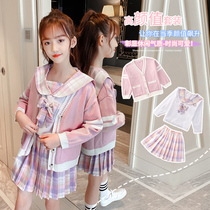 Net Red Girl autumn dress 2021 new children jk uniform dress three pieces girl college style dress set