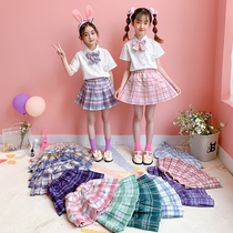 Childrens jk uniform set 9 Girls  girlfriends gk summer grid skirt 11 Primary school students college style school uniform skirt 12 years old