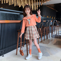 Girls jk autumn dress 2021 new spring and autumn girls middle and large children navy collar rabbit ears set skirt foreign style