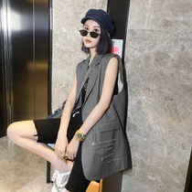 Suit vest female 2021 Autumn New European station heavy industry hot diamond Korean version of personality fashion long coat tide