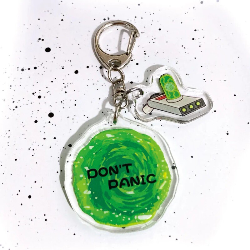 Original Design Transporter + Portal Rick and Morty Anime Merchandise Acrylic Keychain Backpack Pendant