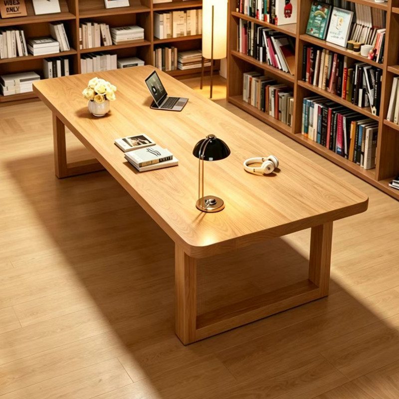 Living Room Study Large Long Desk Solid Wood Large Board Reading and Study Table Natural Wood Style Home Long Office Desk Workbench