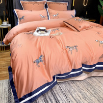 American light luxury silk naked sleeping four-piece set Cotton pure cotton ice silk embroidery 2 0 Duvet cover 1 8 bedding Fitted sheet