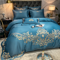 Light extravaganza Naked Sleeping Pro-Skin Pure Cotton Four Pieces 100 Full Cotton Genuine Silk Embroidered Quilt Cover Bed Ogasawara Style Bedding 4