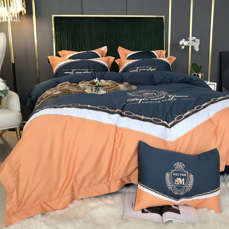 Large Extravagant Eurostyle Genuine Silk Embroidery Four Pieces Full Cotton Splicing Quilt Cover Pure Cotton 1 8m Bed With Bedding Bed Hat