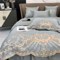 120 ultra soft and long suede cotton four pieces full cotton European style embroidered pure cotton quilt cover 1 8 bed gasoon satin bedding