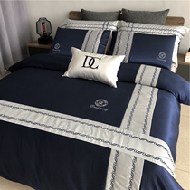 Light luxury European cotton four-piece set 100 cotton skin-friendly ice silk quilt cover Silk 4 six-piece set bedding fitted sheet