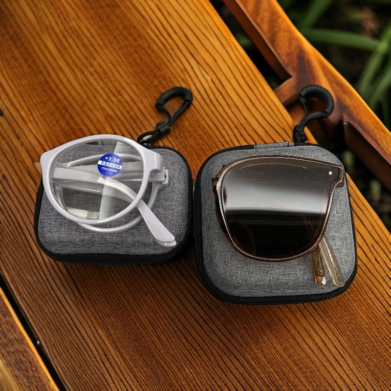 Foldable Sunglasses Case with String, Foldable Storage Box for Sunglasses, Foldable Reading Glasses Case