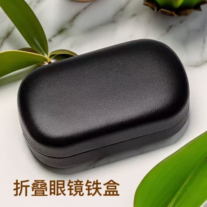 Anti-Pressure Foldable Glasses Case, Portable Wood Grain Compact Trendy Contact Lens Case, Reading Glasses Storage Box, Unisex Contact Lens Case