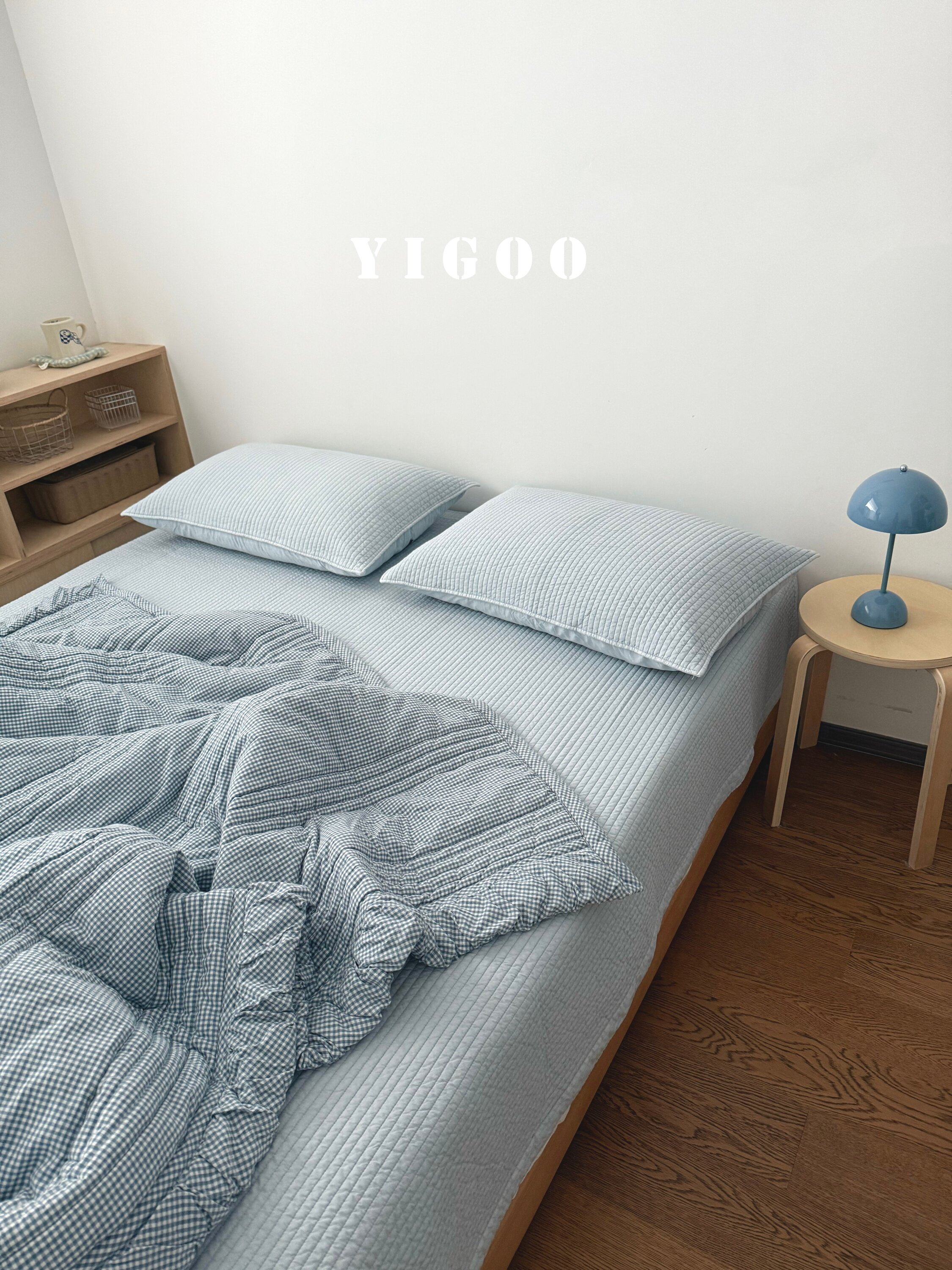 Корейское складчатое кружевное ретро цветное тканое хлопковое клетчатое модальное хлопковое четырехсезонное кондиционерное цельное одеяло мягкое после стирки