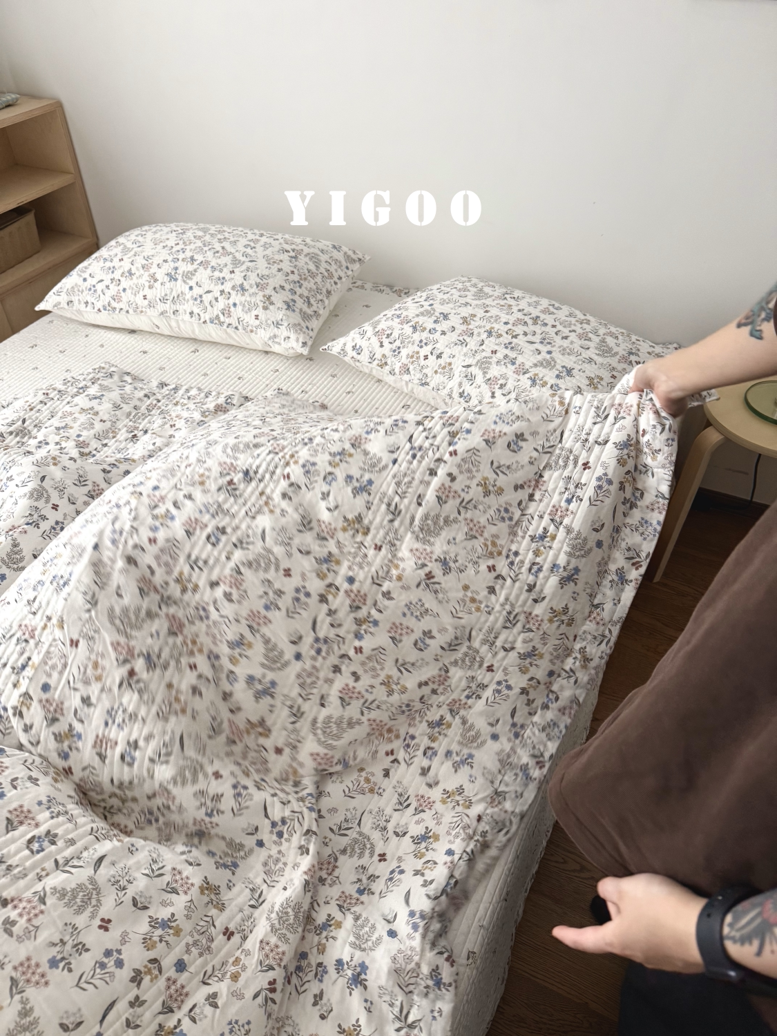 Летний корейский охлаждающий модал двусторонний с мелким цветочным принтом стеганое покрывало летнее одеяло комплект из 3-4 предметов с ватной простыней