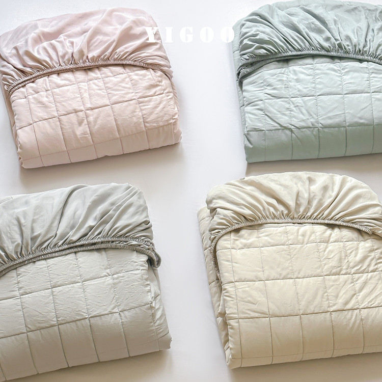 Простая мягкая стеганая простыня из тенселя и нейлона класса А с наполнителем, комплект из 3 предметов с высоким чехлом для матраса, однотонная