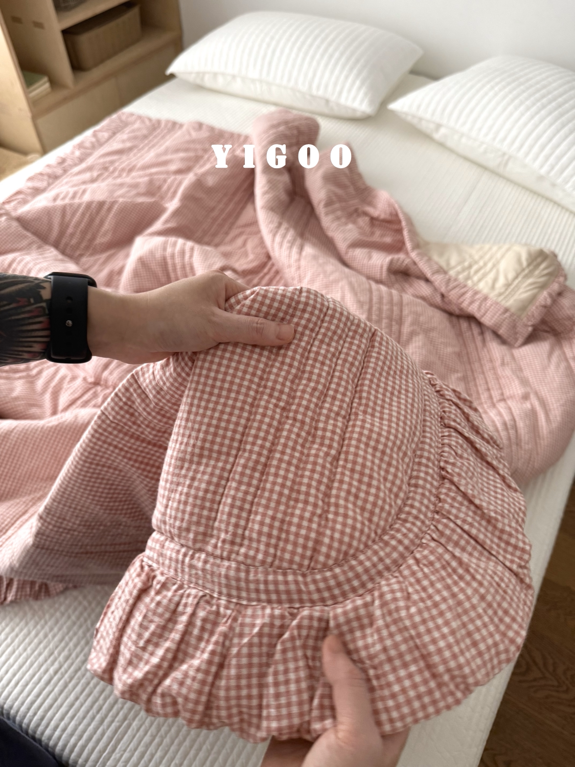 Корейское складчатое кружевное ретро цветное тканое хлопковое клетчатое модальное хлопковое четырехсезонное кондиционерное цельное одеяло мягкое после стирки