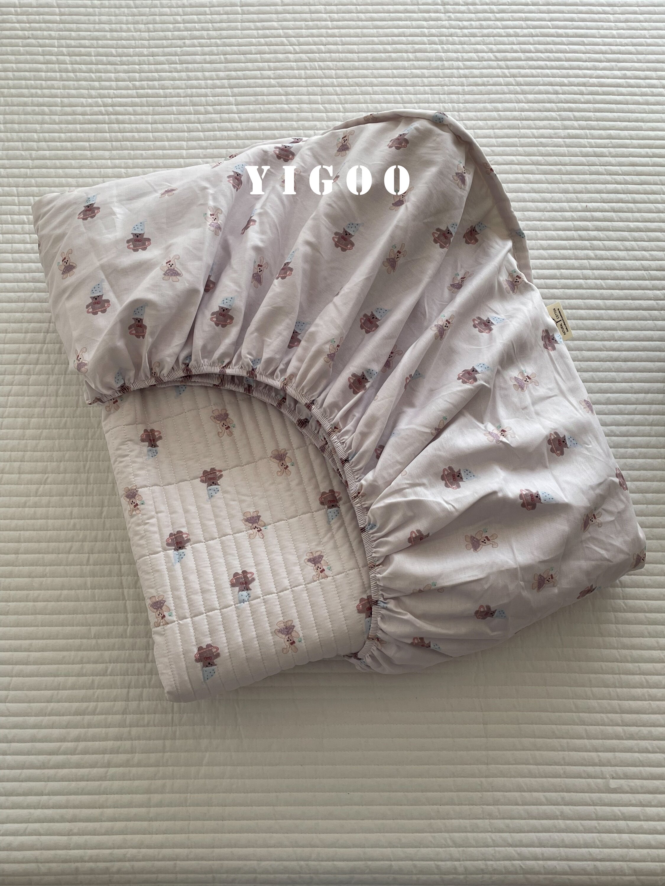 Корейский хлопковый наматрасник с печатью и стеганой подкладкой, водостойкий комплект из 3 предметов