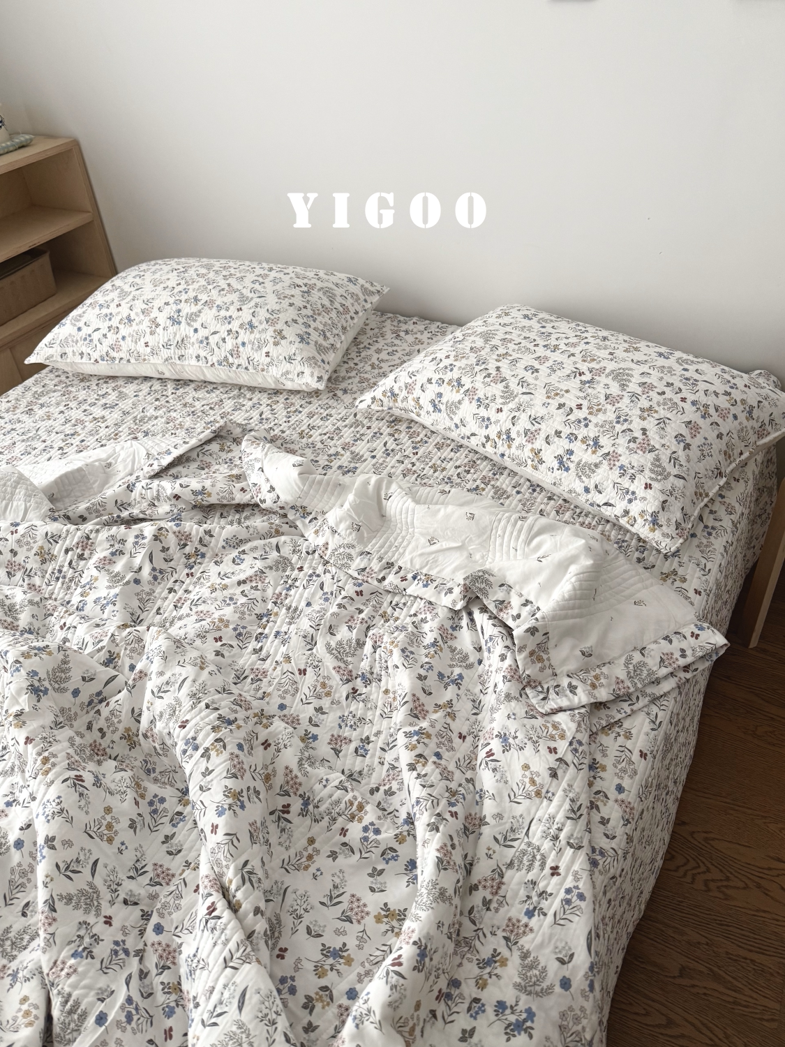 Летний корейский охлаждающий модал двусторонний с мелким цветочным принтом стеганое покрывало летнее одеяло комплект из 3-4 предметов с ватной простыней