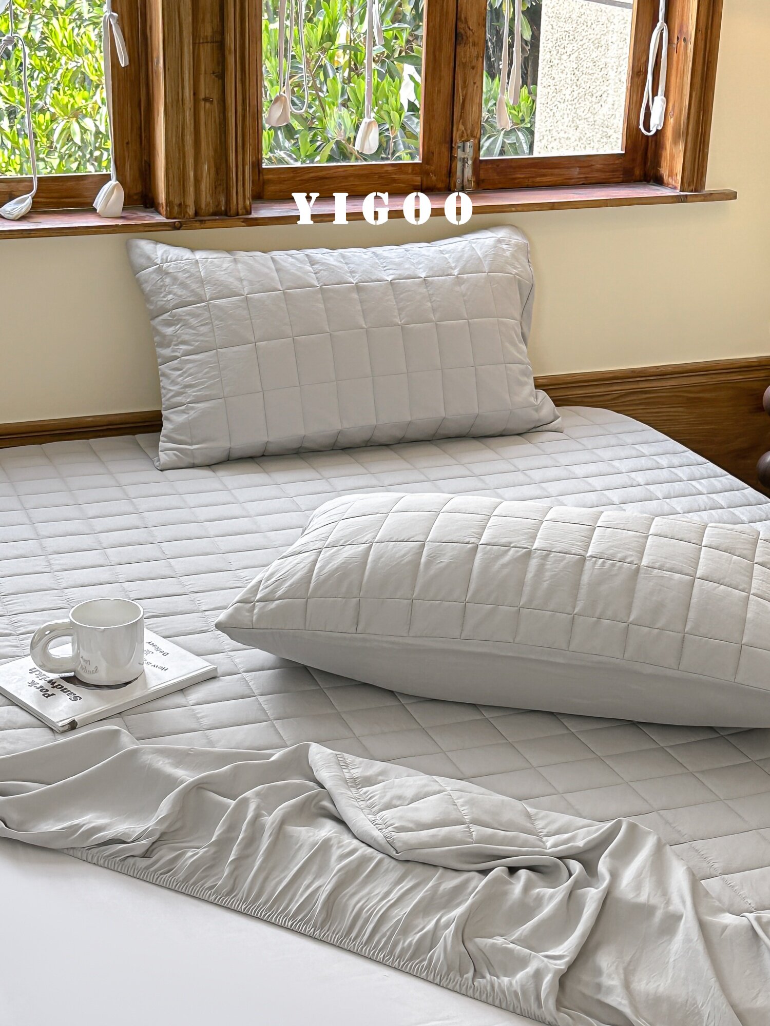 Простая мягкая стеганая простыня из тенселя и нейлона класса А с наполнителем, комплект из 3 предметов с высоким чехлом для матраса, однотонная