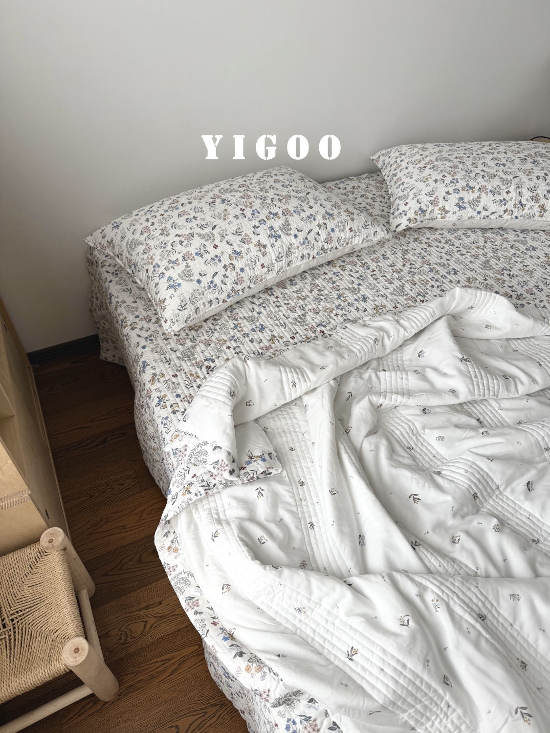 Летний корейский охлаждающий модал двусторонний с мелким цветочным принтом стеганое покрывало летнее одеяло комплект из 3-4 предметов с ватной простыней