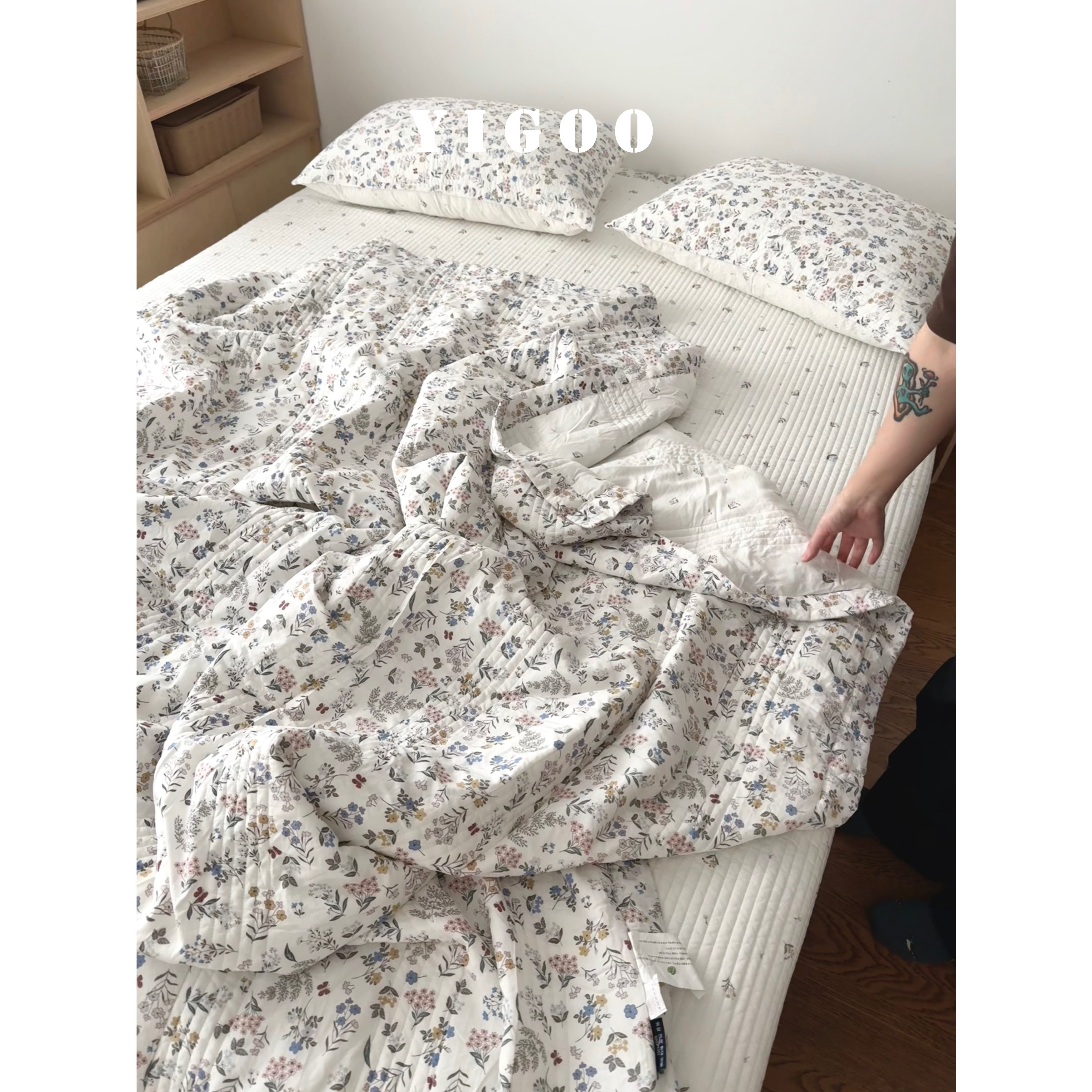 Летний корейский охлаждающий модал двусторонний с мелким цветочным принтом стеганое покрывало летнее одеяло комплект из 3-4 предметов с ватной простыней
