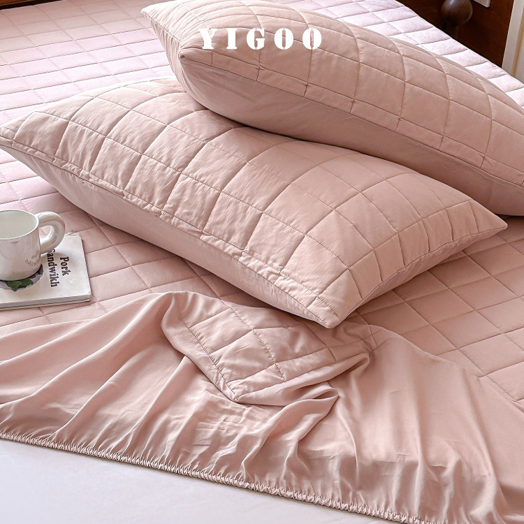 Простая мягкая стеганая простыня из тенселя и нейлона класса А с наполнителем, комплект из 3 предметов с высоким чехлом для матраса, однотонная