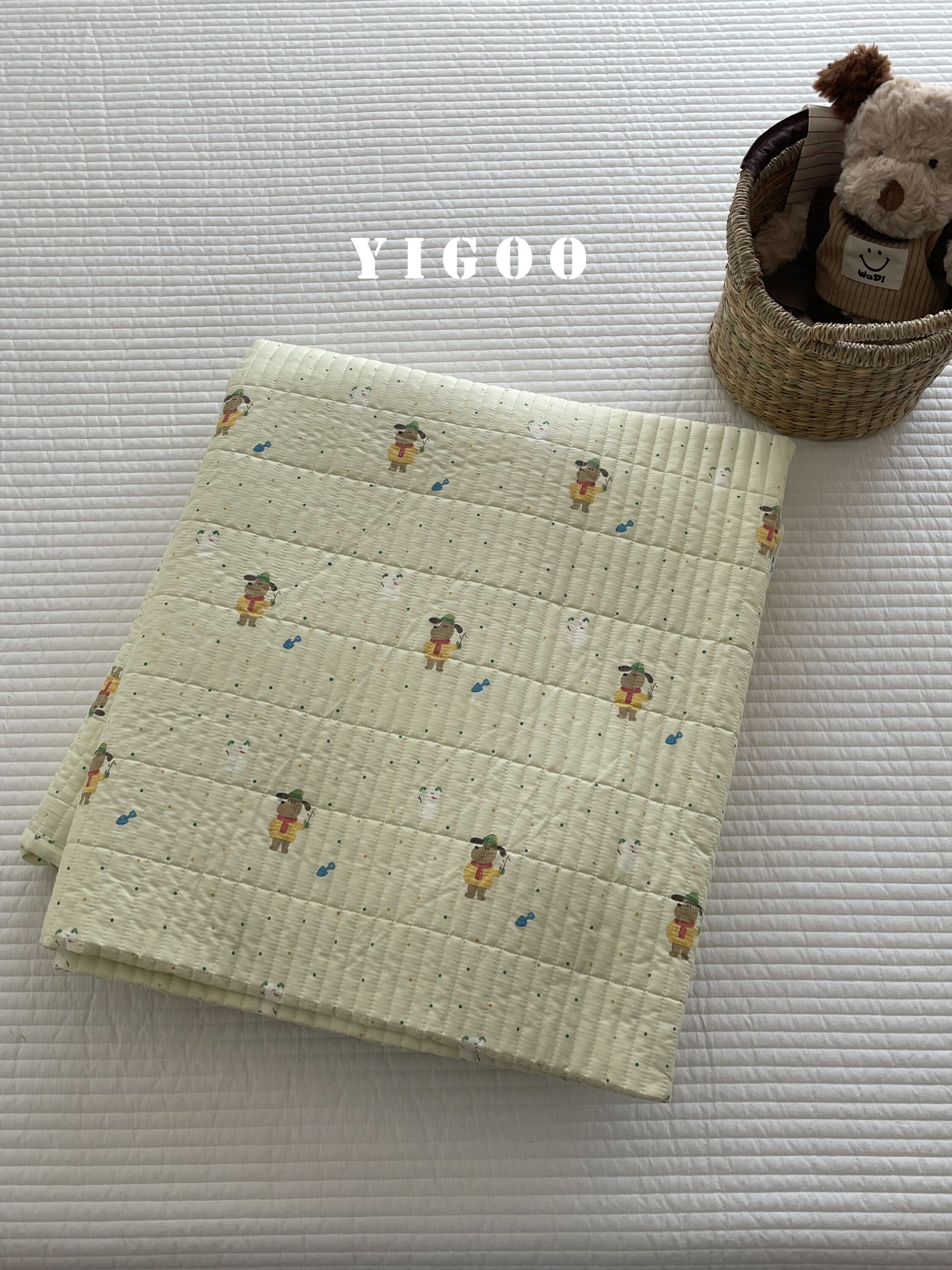 Корейский хлопковый наматрасник с печатью и стеганой подкладкой, водостойкий комплект из 3 предметов