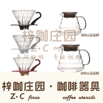  Azusa Coffee Manor imported Japanese glass Hario No 01 coffee filter cup bottom pot 360ml punch crown promotion