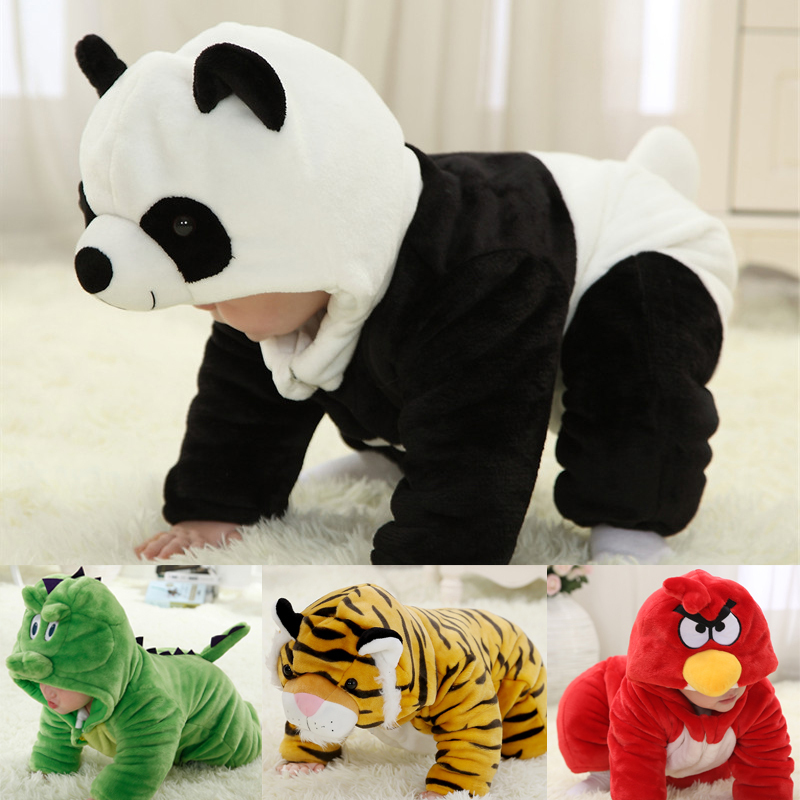 Winter Baby Jumpsuit Panda Romper Autumn and Winter Cartoon Animal Thickened Crawling Suit Baby Winter Clothing Outdoor Wrap Suit