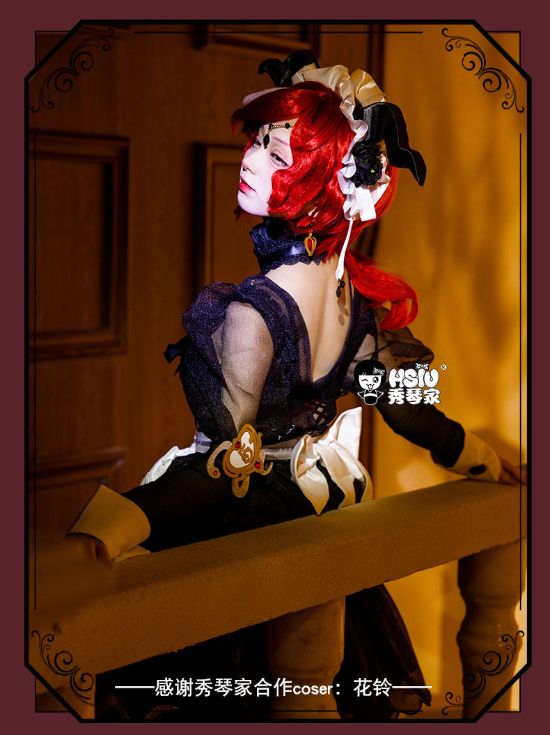 Game Identity V Priestess Cosplay Perücke Rosa Rote Hexe Kostüm Set Halloween 4