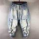 Spring harem pants, jeans, elastic washed men's Korean version, trendy, loose, ຕີນຂະຫນາດນ້ອຍ, ຂະຫນາດໃຫຍ່, ສ່ວນບຸກຄົນສະເຫຼີມສະຫຼອງອິນເຕີເນັດ pants ແບບດຽວກັນ