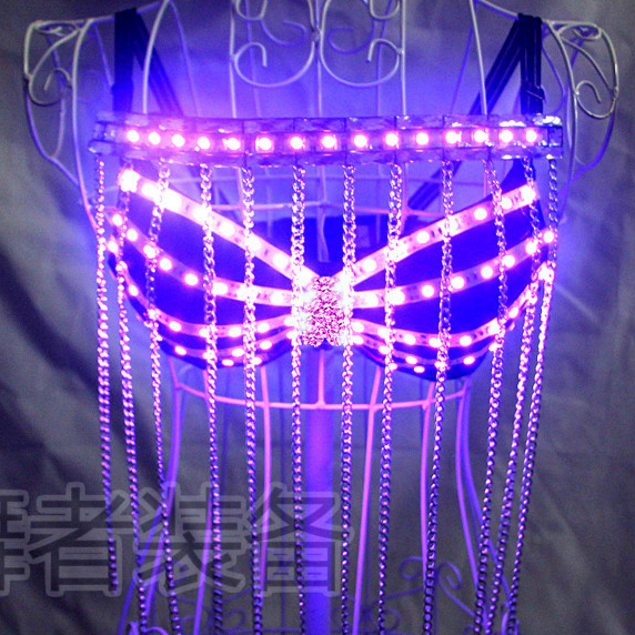 led luminous clothes fluorescent clothes female led bra nightclub led luminous bra led costume female charging