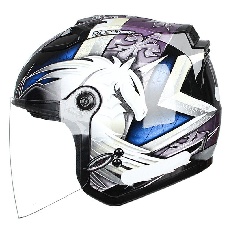 SOL 27S motorcycle helmet men and women Harley retro half helmet with LED tail lights four seasons universal sunscreen spot