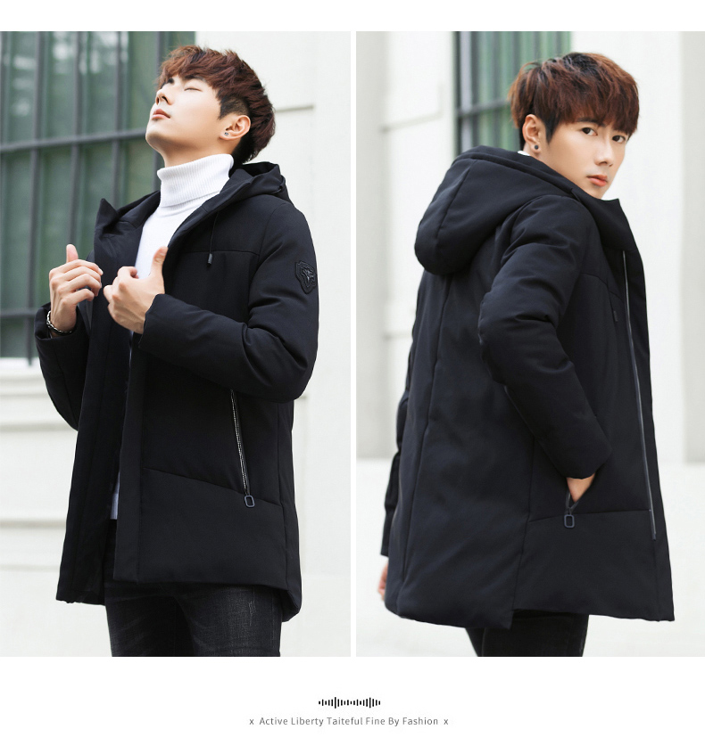 Áo khoác cotton nam Playboy cộng với nhung dày ấm áp dài xuống áo khoác cotton áo khoác mùa đông cotton áo khoác nam áo khoác nam đẹp