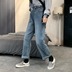 2020 mùa xuân Outfit mới của Hàn Quốc phiên bản Vintage Loose-fitting cao eo Straight Kéo quần cao eo Wide chân Jeans nữ 