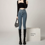 Ретро джинсы, штаны, дизайнерский карандаш, высокая талия, новая коллекция, в обтяжку