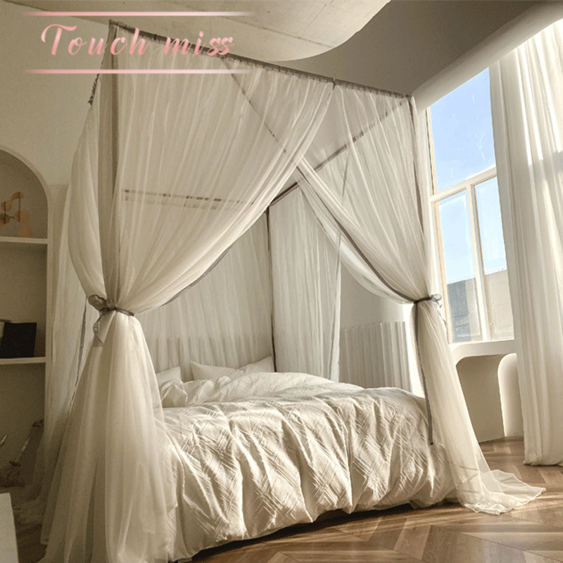 TOUCH MISS Day Milk White Palace Wind Mosquito Nets Home 1 8m Encrypted Three Doors Net Red Bed Bedding